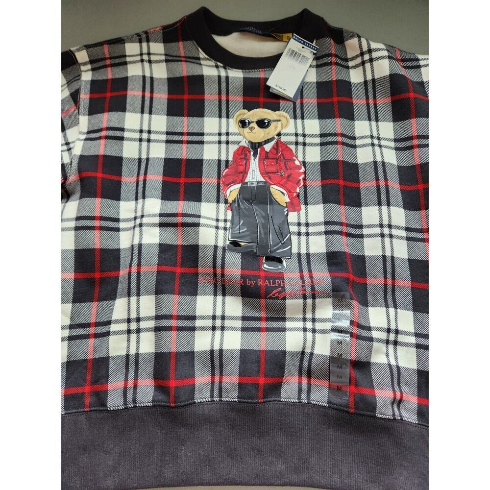 Polo by Ralph Lauren White, Black & Red Plaid Bear Sweatshirt - Picture 4 of 15